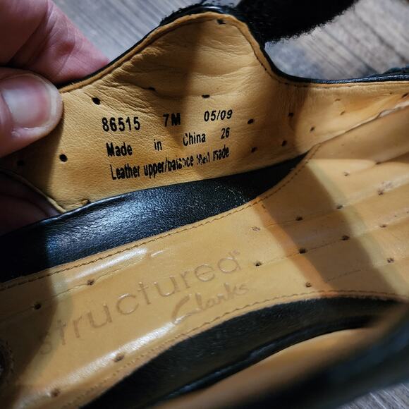 Pre-owned Clarks Unstructured black lea Trot shoes size 7 SHLF - Picture 8 of 9